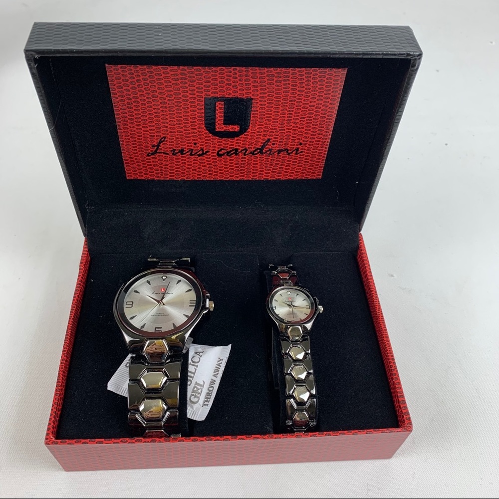 Luis Cardini His & Her Metal Link Set of Watches